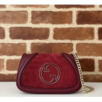 Top Grade Gucci Blondie Mini Shoulder Bag in Suede 815711 Burgundy 2024