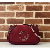 Good Quality Gucci Blondie Suede Small Shoulder Bag 815715 Burgundy 2024