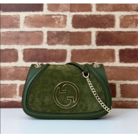 Good Looking Gucci Blondie Suede Small Shoulder Bag 815715 Green 2024