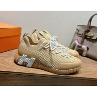 Unique Style Hermes Lift slip-on sneakers in in knit and grained calfskin Beige 2025 H252003