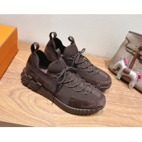Durable Hermes Lift slip-on sneakers in in knit andsuede Fondant Brown 2025 H252003