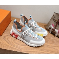 Buy Luxury Hermes Lift slip-on sneakers in in knit and smooth calfskin Grey/Multicolor 2025 H252003