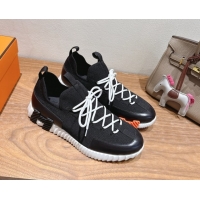 Crafted Hermes Lift slip-on sneakers in in knit and smooth calfskin Black2 2025 H252003