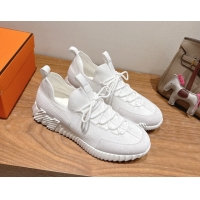 Comfortable Hermes Lift slip-on sneakers in in knit and suede All White 2025 H252003