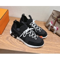 Shop Duplicate Hermes Lift slip-on sneakers in in knit and suede Black/White 2025 H252003