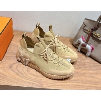 Refined Hermes Lift slip-on sneakers in knit and suede All beige 2025 H252003