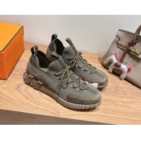 Low Price Hermes Lift slip-on sneakers in knit and suede Green 2025 H252003