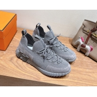 Top Design Hermes Lift slip-on sneakers in knit and suede All Grey 2025 H252003