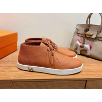 Pretty Style Hermes Klicker Sneakers in Grained Calfskin Brown 2025 H251921