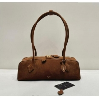 Top Quality Alaia Le Tecket Medium Long Shoulder bag in Nubuck Leather 0802 Brown 2025