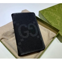 Top Grade Gucci Jumbo GG Canvas Card Case Wallet 739511 Black 2023