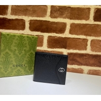 Top Design Gucci Pig-Textured Leather Bi-fold Wallet with Interlocking G 734997 Black 2023