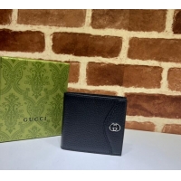 Low Cost Gucci Pig-Textured Leather Bi-fold Wallet with Interlocking G 734998 Black 2023