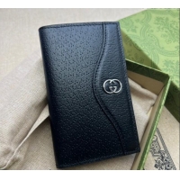 Luxury Cheap Gucci Pig-Textured Leather Bi-fold Wallet with Interlocking G 735004 Black 2023