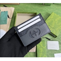 New Cheap Gucci Card case wallet with cut-out Interlocking G 701425 Grey/Black 2023