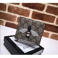 Modern Classic Gucci Bee Print GG Supreme Canvas Wallet 451268 Beige 2023