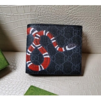 Cheapest Gucci Kingsnake Print GG Supreme Canvas Wallet 451268 Black 2023