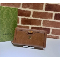 New Product Gucci Diana Jumbo GG Leather Wallet 658634 Brown 2023