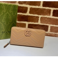 Luxury Classic Gucci GG Marmont Matelasse Leather Zip Around Wallet 443123 Rose Beige 2023