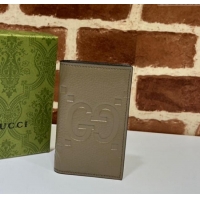 Good Price Gucci Jumbo GG Leather Card Case Wallet 739478 Taupe Brown 2023