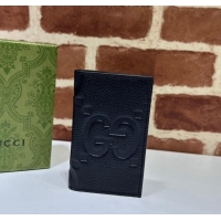 Top Quality Gucci Jumbo GG Leather Card Case Wallet 739478 Black 2023