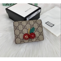 Best Quality Gucci GG Canvas Card Case Wallet with Red Cherry G08043 2023