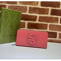Top Grade Gucci Blondie Leather Zip-Around Wallet 760312 Pink 2023