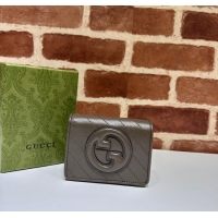 Buy Fashionable Gucci Blondie Leather Zip-Around Wallet 760317 Grey 2023