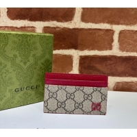 New Cheap Gucci Card Case with GG Detail 768248 Red Leather 2023