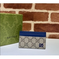 Modern Classic Gucci Card Case with GG Detail 768248 Blue Leather 2023