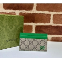 Shop Good Gucci Card Case with GG Detail 768248 Green Leather 2023