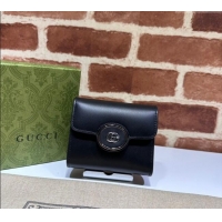 Shop Promotional Gucci Petite Leather Medium Wallet 760197 Black 2023