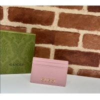 Super Quality Gucci Leather Card case Wallet with Gucci script 773428 Light Pink 2023