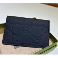 Pretty Style Gucci GG Rubber-Effect Leather Card Case 771315 Black 2024