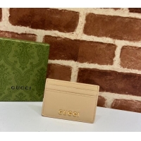 Trendy Design Gucci Leather Card case Wallet with Gucci script 773428 Light Beige 2023