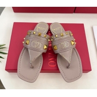 Best Product Valentino Plaster Caster Flat Thong Slides Sandal in Calfskin Powder Pink 0603079