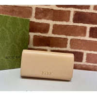 Promotional Gucci Continental Leather Long Wallet with Gucci script 772638 Light Beige 2024