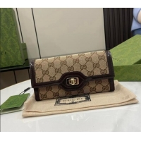 Low Cost Gucci Luce GG Canvas Continental Wallet 790034 Beige/Brown 2024