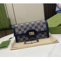 Most Popular Gucci Luce GG Canvas Continental Wallet 790034 Grey/Blue 2024