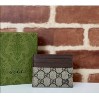 Top Quality Gucci GG Canvas Card Case Wallet with GG Detail ‎795230 Brown 2024