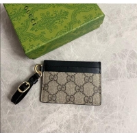 Inexpensive Gucci GG Canvas Emblem Card Case Wallet with Strap 819121 Beige/Black 2024
