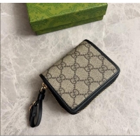 Super Quality Gucci GG Canvas Emblem Small Wallet with Strap 819131 Beige/Black 2024