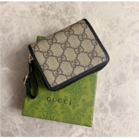 Super Quality Gucci GG Canvas Emblem Small Wallet with Strap 819131 Beige/Black 2024