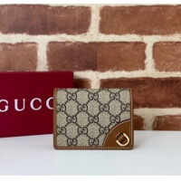 Promotional Gucci GG Canvas Emblem Mini Wallet 820692 Beige/Brown 2024