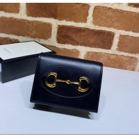 Best Price Gucci Horsebit 1955 Leather Card Case Wallet 621887 Black 2024