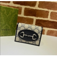 Grade Design Gucci Horsebit 1955 GG Canvas Card Case Wallet 621887 Blue 2024