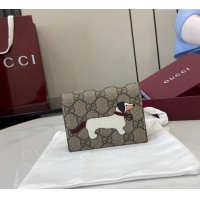 New Fashion Gucci GG Canvas Mini Compact Wallet with Dog Detail 818767 2025