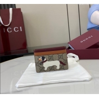 Shop Grade Gucci Bi-Color GG Canvas Card Case Wallet with Dog Detail 818769 2025