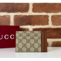 Super Quality Gucci Mens GG Canvas Emblem Card Case Wallet ‎821208 Beige 2025