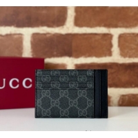 Buy Cheap Gucci Mens GG Canvas Emblem Card Case Wallet 821208 Black 2025